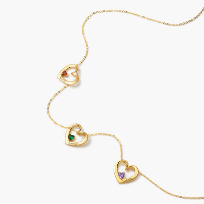 Mother's Heart Necklace with Names & Birthstones