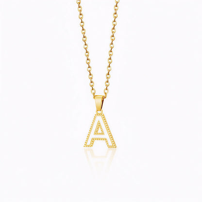Gold Initial Necklace with Enamelled Pendant