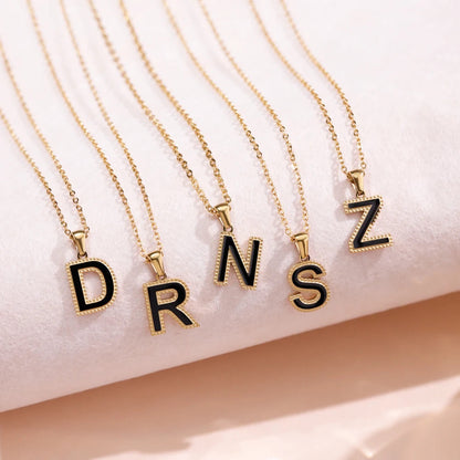 Gold Initial Necklace with Enamelled Pendant