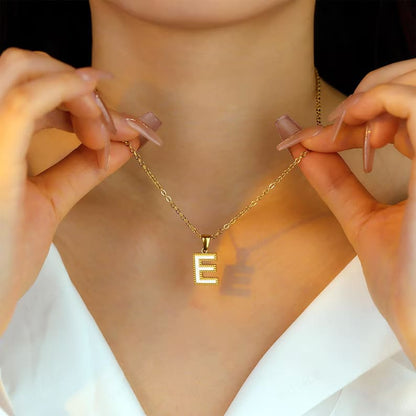 Gold Initial Necklace with Enamelled Pendant