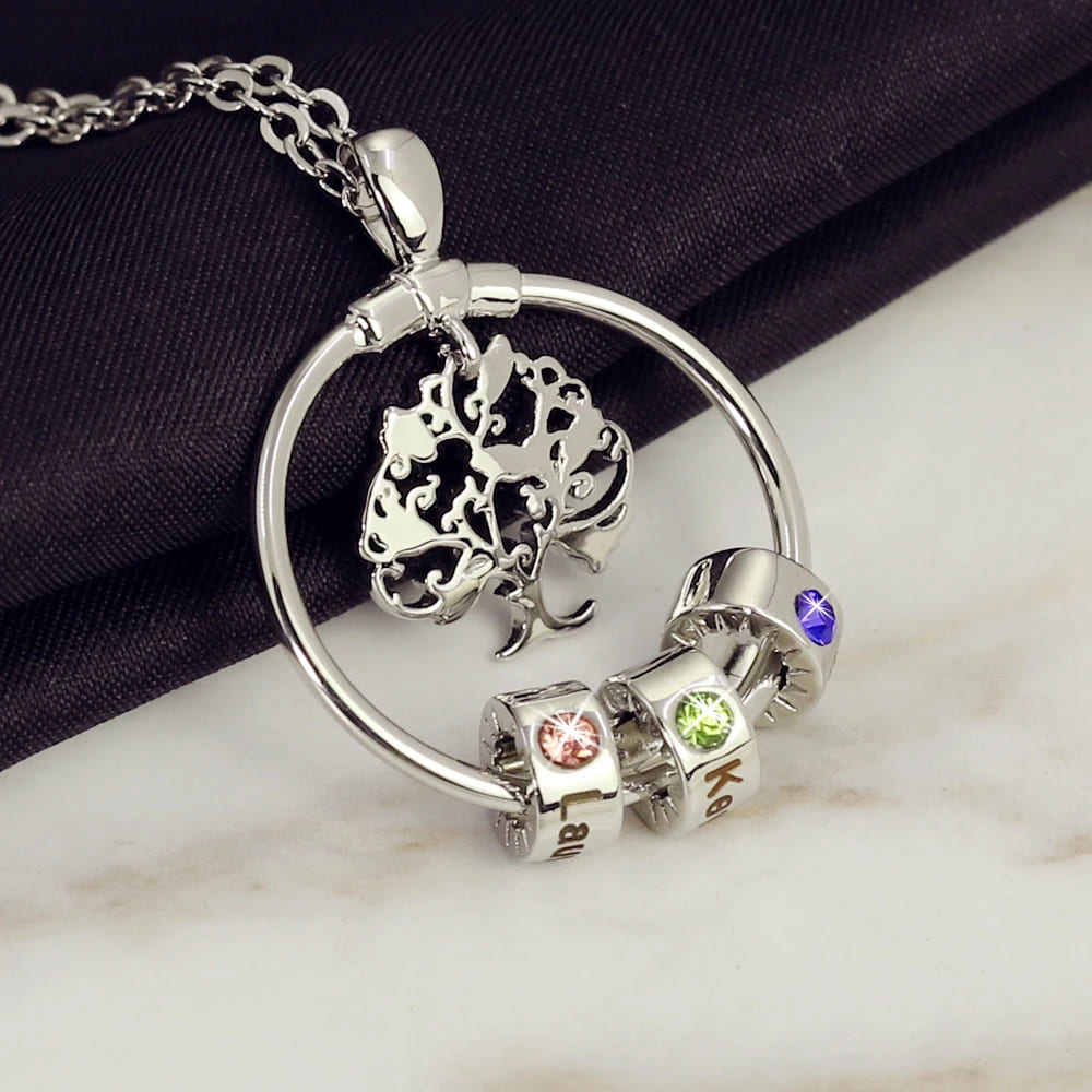 Family Tree of Life Necklace with Names & Birthstones