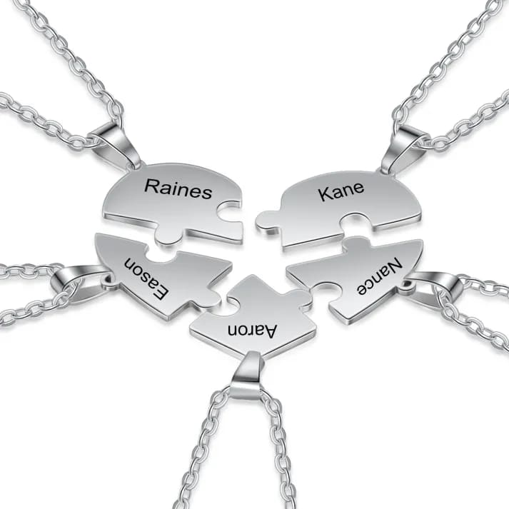 Heart Pieces Necklace with Engraved Name