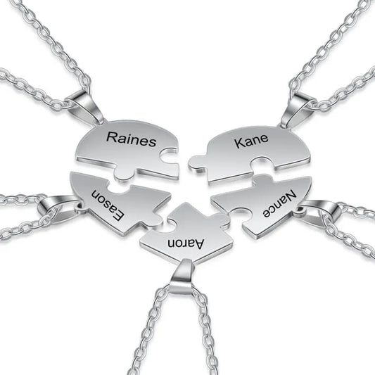 Heart Pieces Necklace with Engraved Name