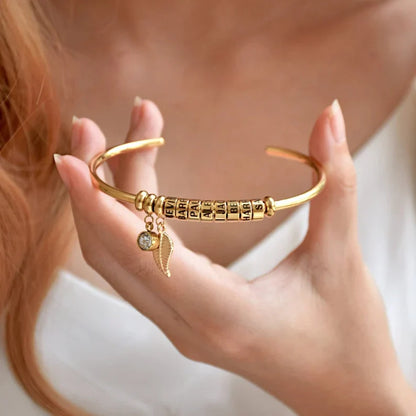 Mother's Open Cuff Bangle with Names