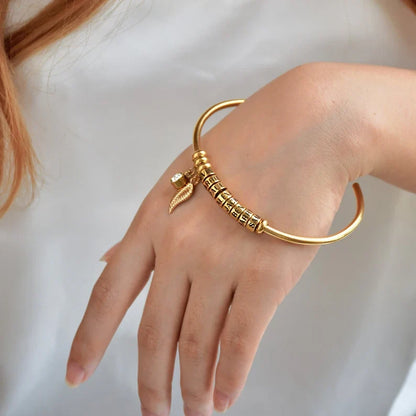 Mother's Open Cuff Bangle with Names