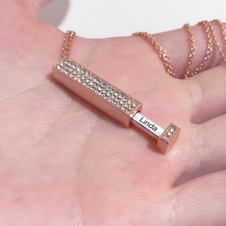 3D Crystal Vertical Bar Necklace