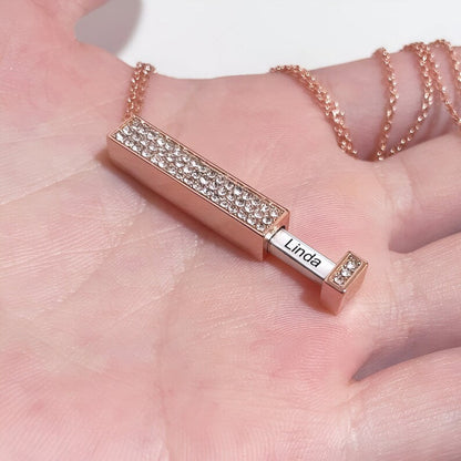3D Crystal Vertical Bar Necklace