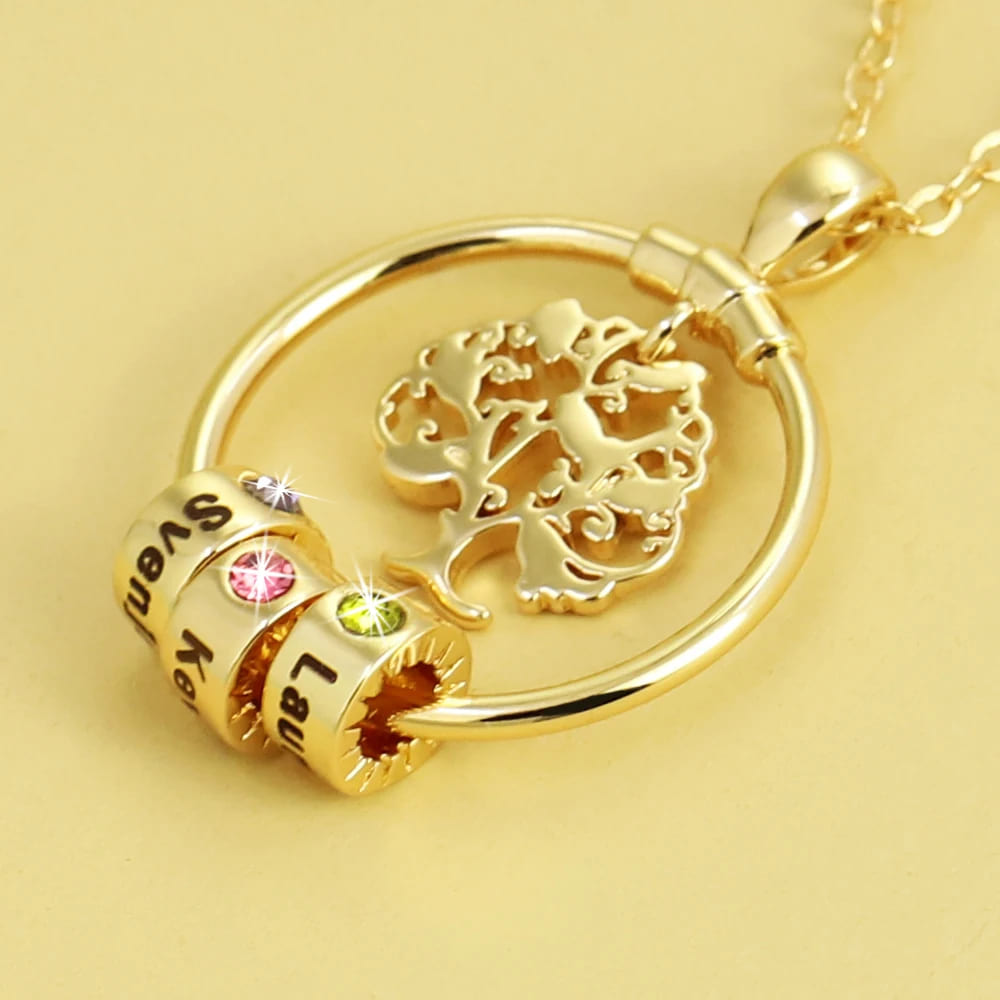 Family Tree of Life Necklace with Names & Birthstones