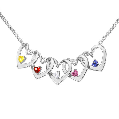 Mother's Heart Necklace with Names & Birthstones