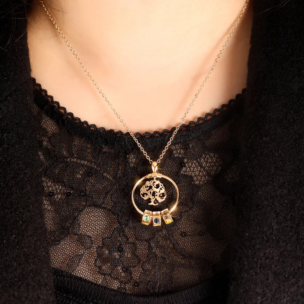Family Tree of Life Necklace with Names & Birthstones