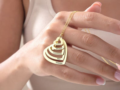 Customized Names Hearts Necklace 1-4names Personalized Necklace Gift