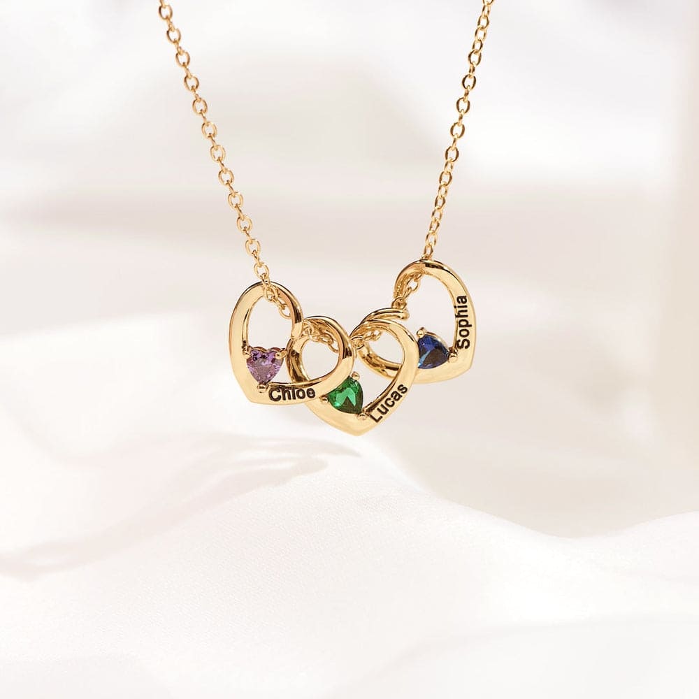 Mother's Heart Necklace with Names & Birthstones