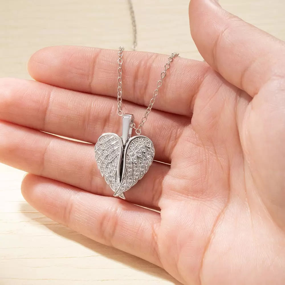 Guardian Heart Angel Wings Photo Necklace