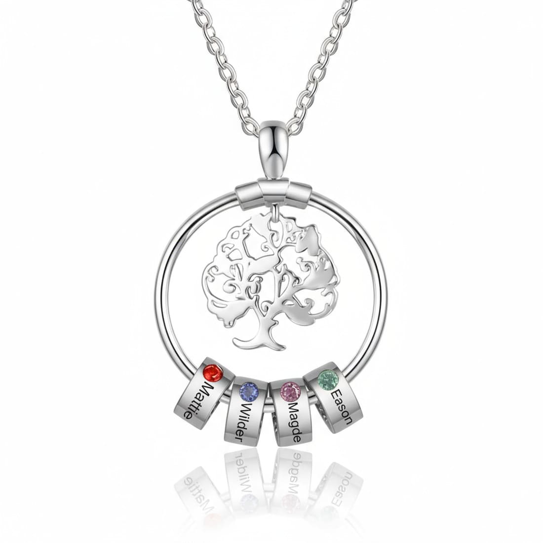 Family Tree of Life Necklace with Names & Birthstones