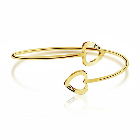 Two Hearts Open Bangle