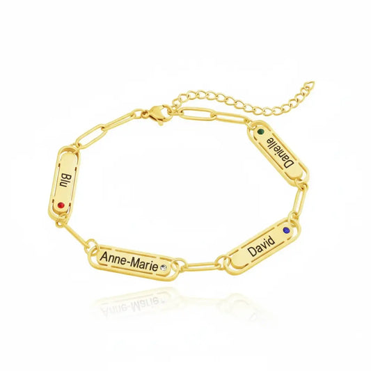 Chain Link Name Birthstone Bracelet