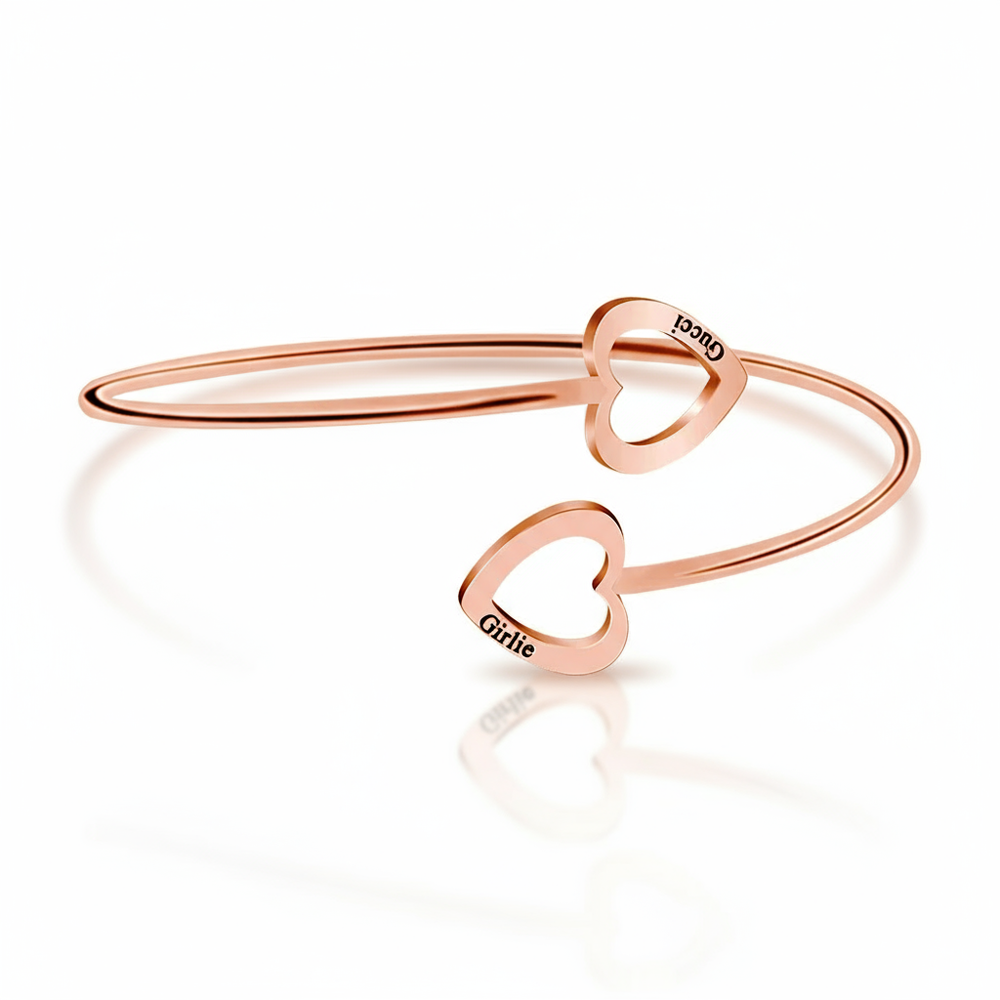 Two Hearts Open Bangle