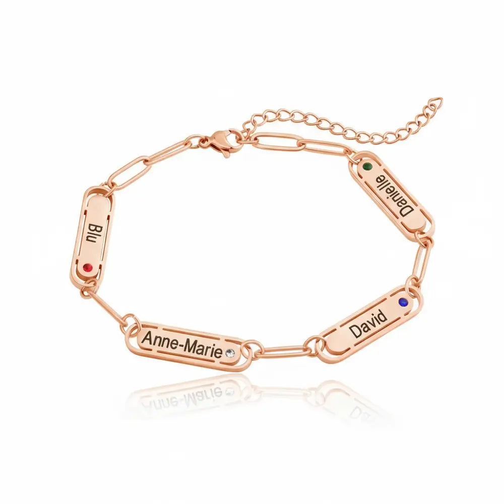 Chain Link Name Birthstone Bracelet