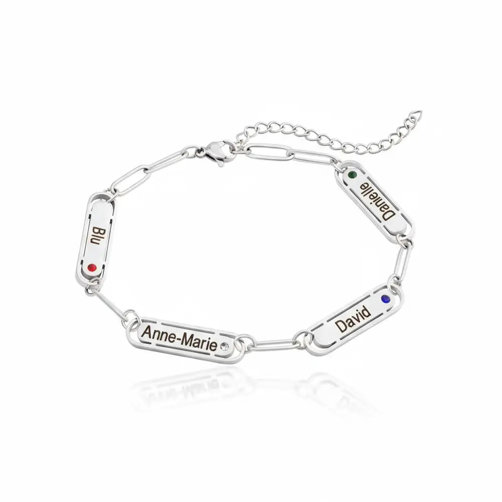 Chain Link Name Birthstone Bracelet