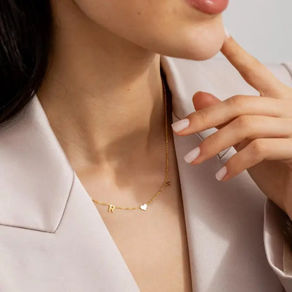 Sideways Initial Heart Necklace