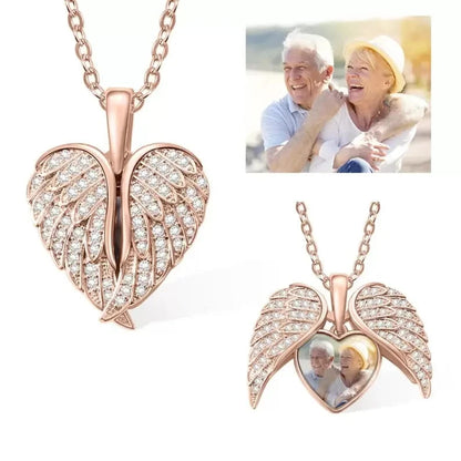 Guardian Heart Angel Wings Photo Necklace