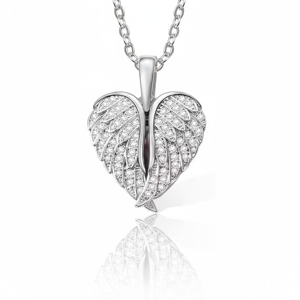 Guardian Heart Angel Wings Photo Necklace