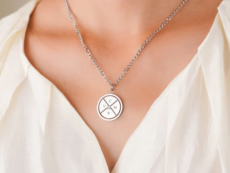 Engraved Compass Necklace
