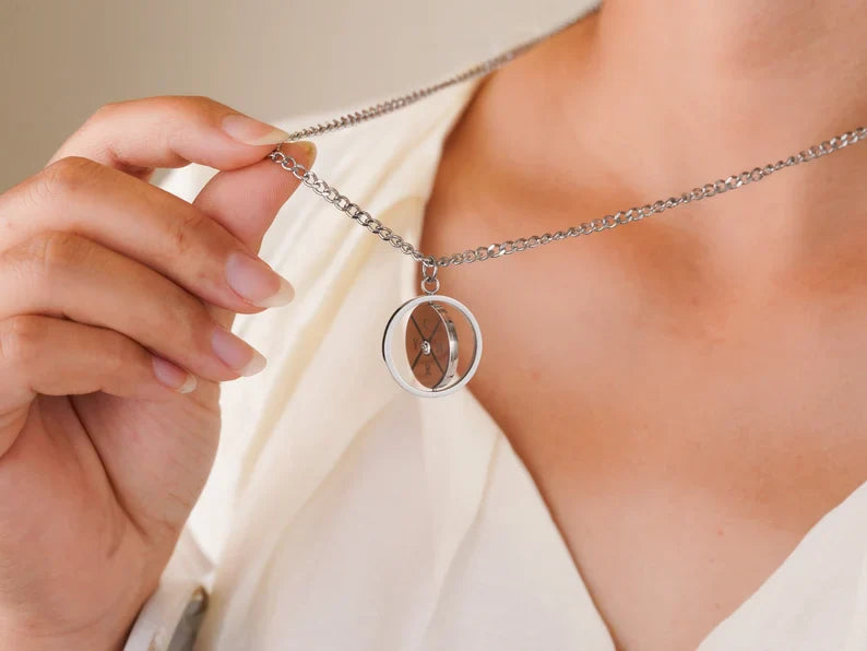Engraved Compass Necklace